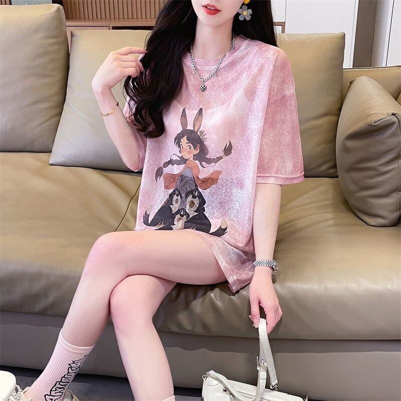 着回し力抜群 絞り染め アバンギャルド プリント 3色選択 半袖Tシャツ＜S-8575＞