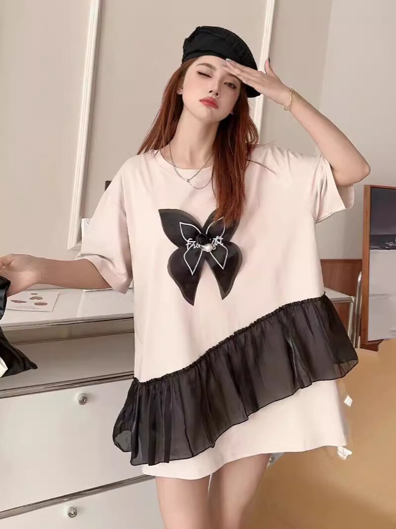 絶対欲しい 切り替え キュート プリントゆったり 半袖Tシャツ 全5色＜S-8271＞