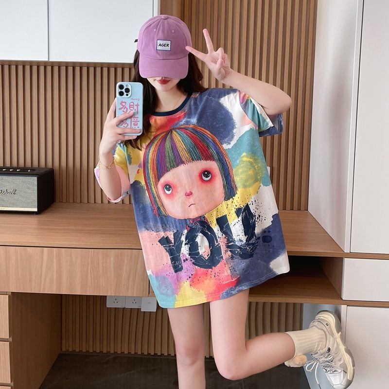 売り切れ必至 絞り染め ファッション プリント 半袖 Tシャツ＜S-8412＞