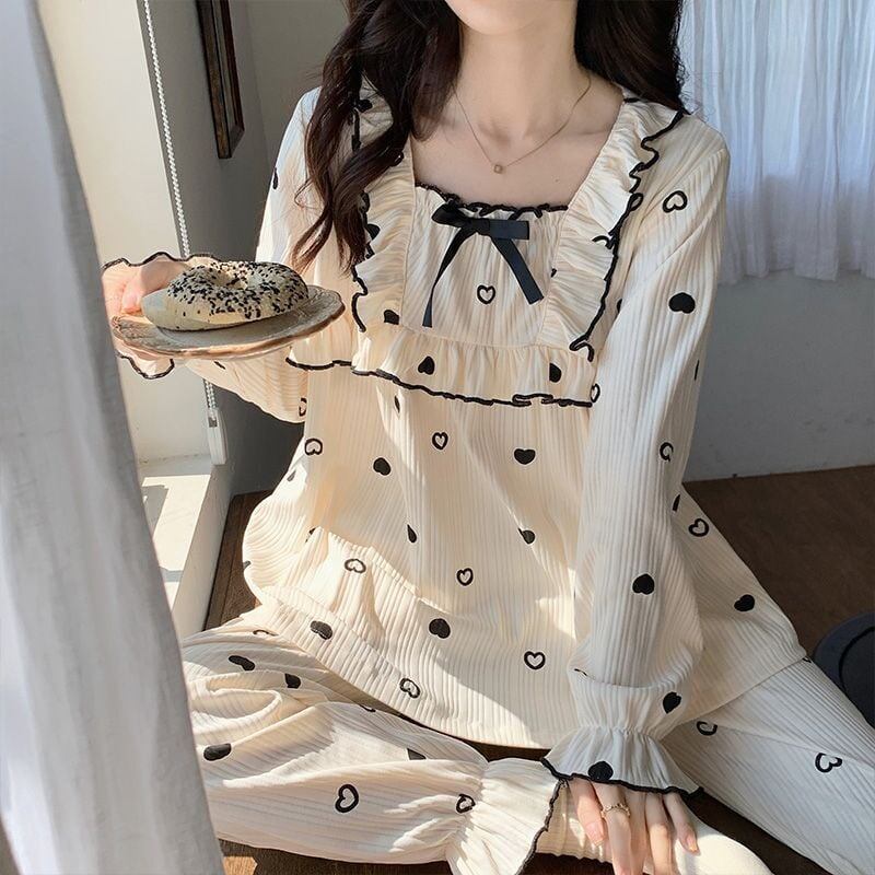 超人気 ファッション 大人可愛い キュート 上質 フレアスリーブ パジャマ<S-4927>