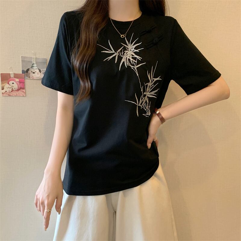 おすすめ 海外トレンド カジュアル モーダル 刺繍 半袖Tシャツ＜S-8476＞