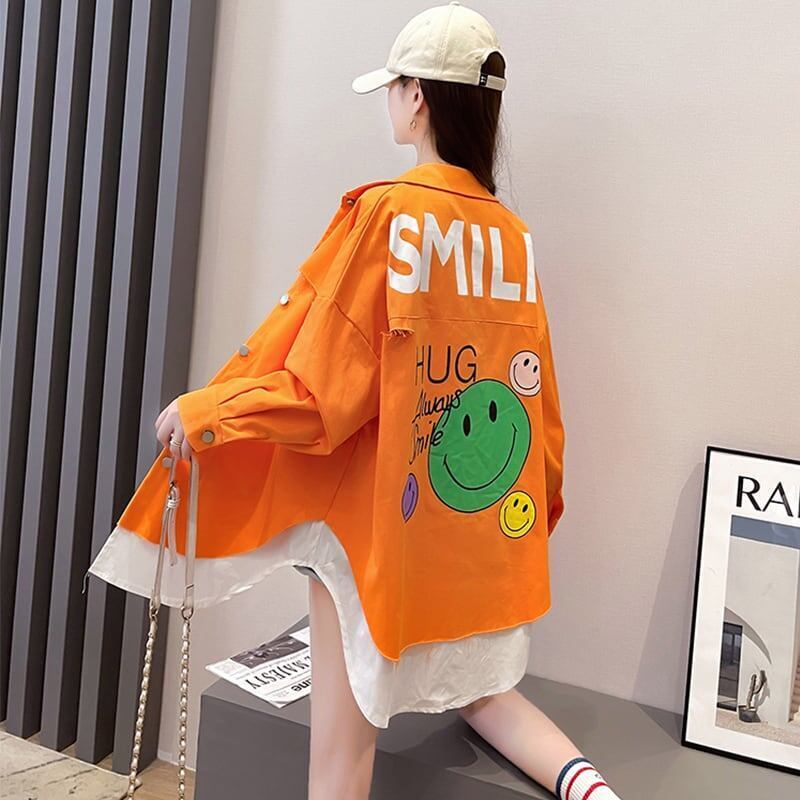 個性的なデザイン カートゥーンプリント オシャレ度満点 シャツ ブラウス＜S-2986＞