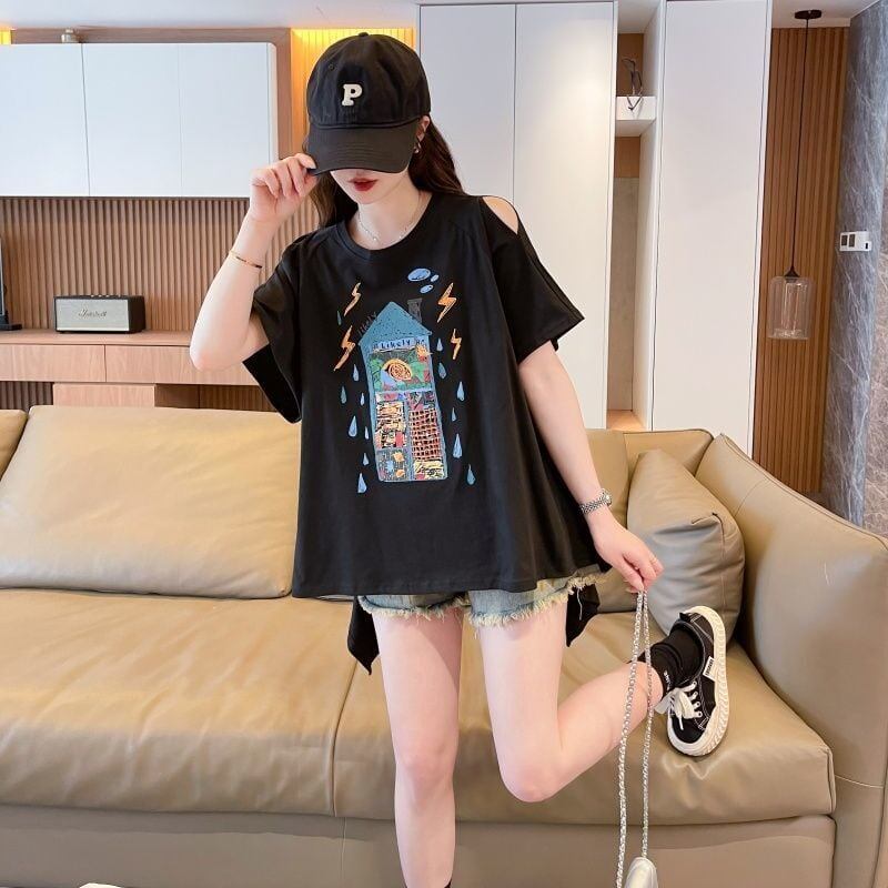 売れ筋 早い者勝ち 絶対流行 カジュアル 2色選択 Tシャツ<S-11444>