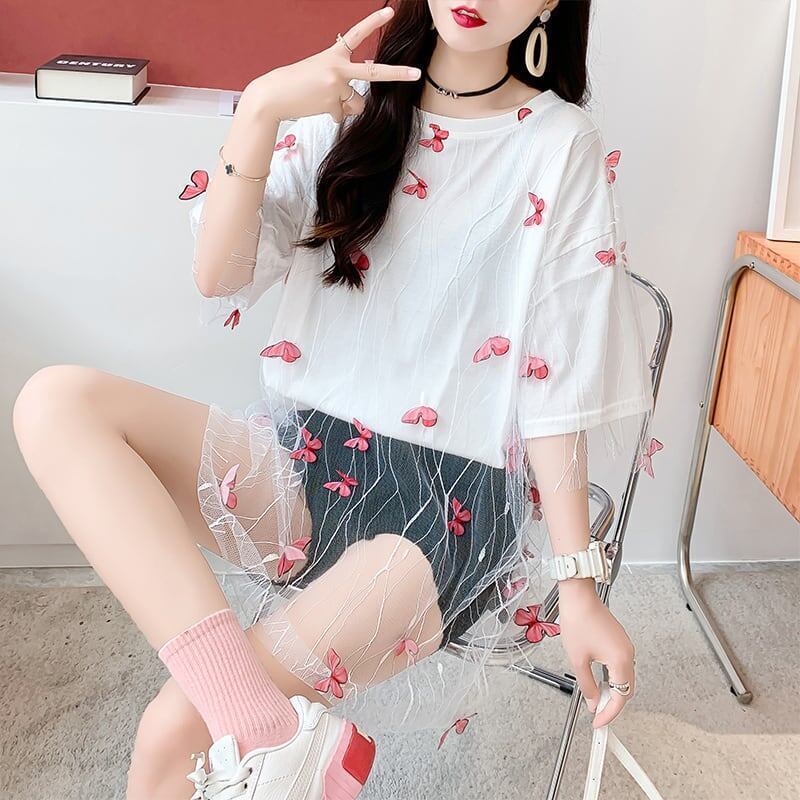 今季大好評 チュール 好感度満載 切り替え Tシャツ カットソー＜S-3190＞