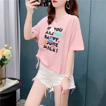 個性的なデザイン 切り替え 一目惚れ プリント Tシャツ カットソー＜S-3671＞