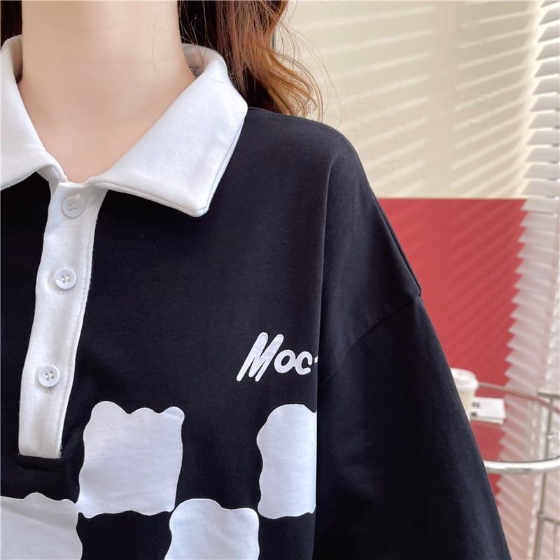 デザイン感 切り替え チャーミング プリント Tシャツ カットソー＜S-3586＞