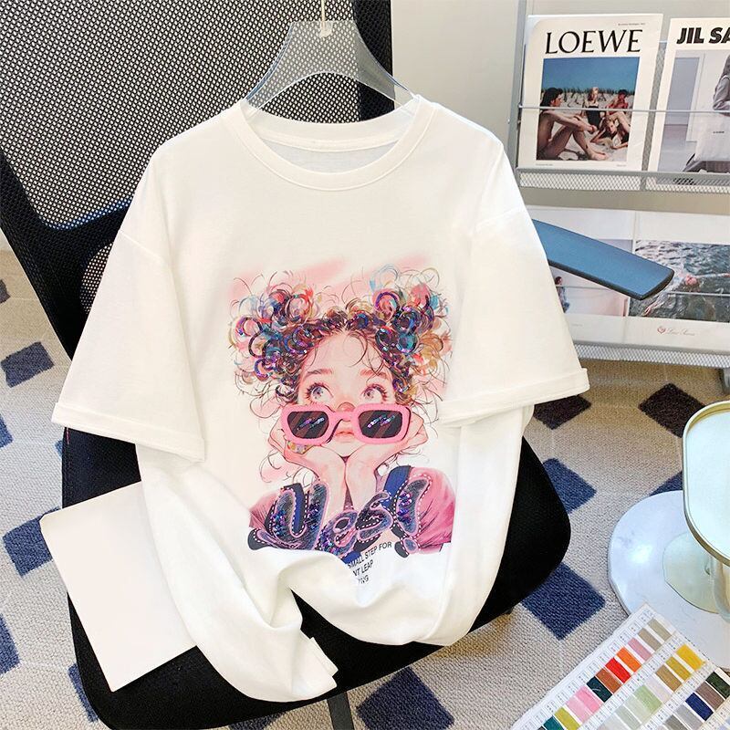 【半額！期間限定！！】大人可愛い上質 キュートプリント カジュアル 半袖Tシャツ＜S-8593＞