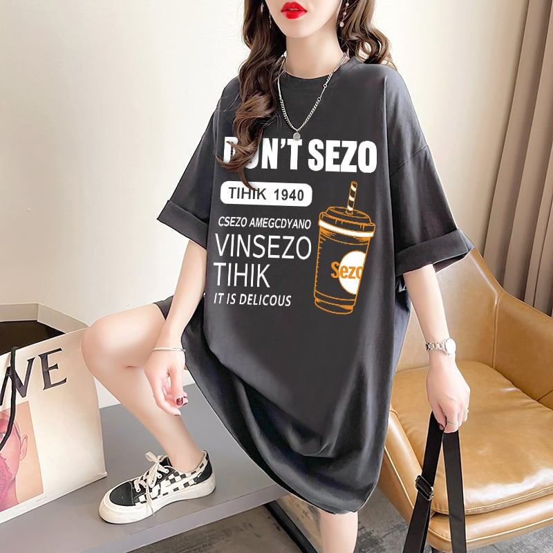 快適 ラウンドネック カジュアル 半袖 Tシャツ ワンピース＜S-8634＞