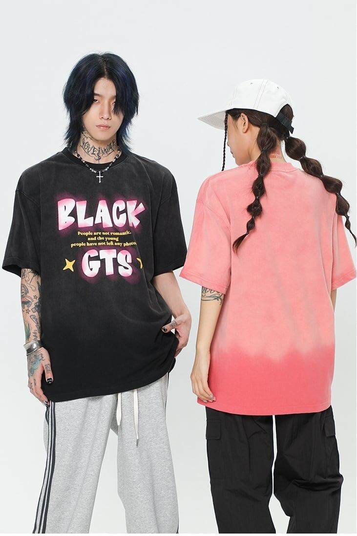 見逃し厳禁 ファッション ストリート系 ヴィンテージ加工 アルファベット プリントTシャツ ＜S-2921＞