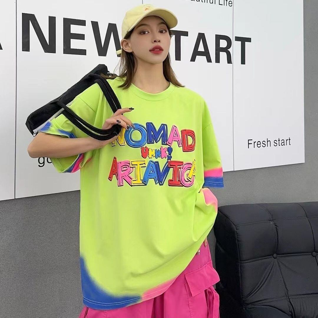 個性的なデザイン アバンギャルド 好感度満載 プリント 半袖Tシャツ カットソー＜S-8237＞