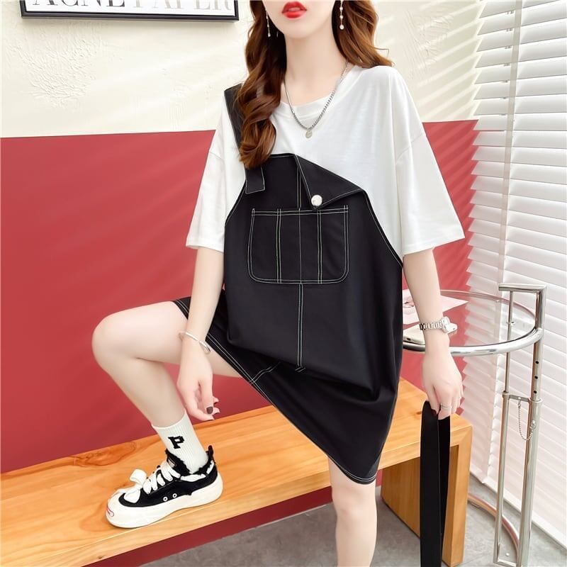 スタイリッシュ プリント 一目惚れ Tシャツ カットソー ワンピース＜S-3477＞