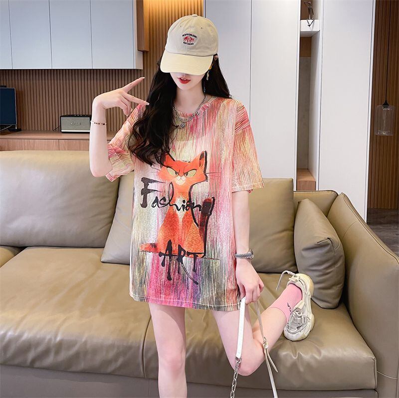 大活躍 絞り染め 特別デザイン プリント 2色選択 半袖Tシャツ＜S-8574＞