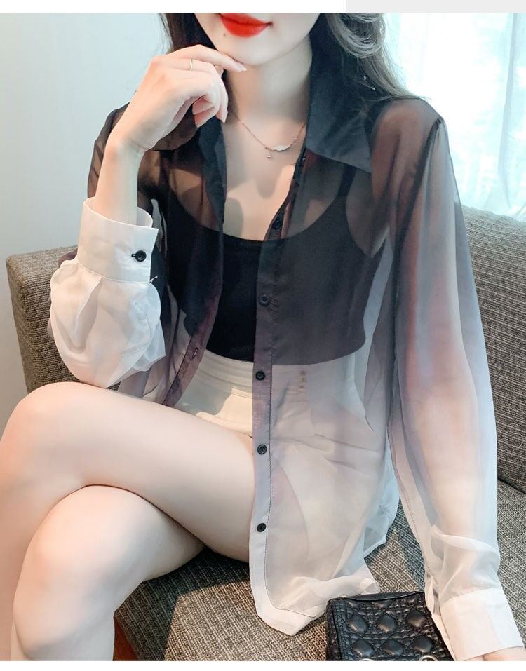 美人度アップ ルーズ オシャレ度満点 透け感 日焼け対策 シャツ ブルゾン＜S-8048＞