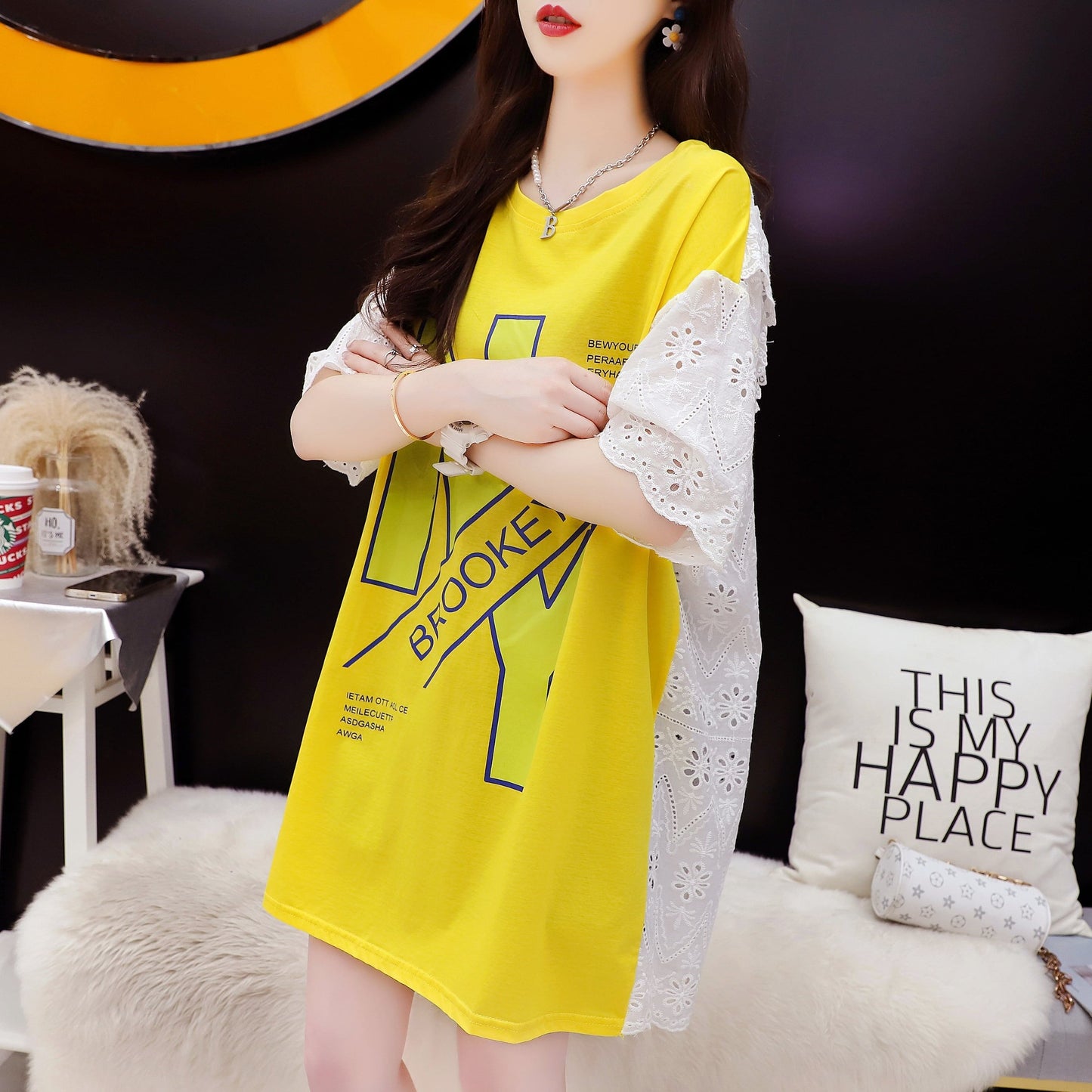 デザイン感 3色選択可 合わせやすい プリント Tシャツ カットソー＜S-3095＞