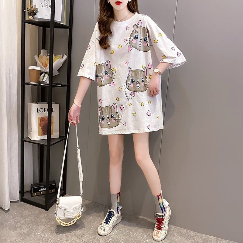 オシャレ度満点 切り替え 一目惚れ プリント Tシャツ カットソー＜S-3482＞