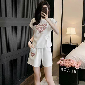美人度アップ 特別デザイン 上品 半袖 Tシャツ ショートパンツ セットアップ ＜S-8874＞