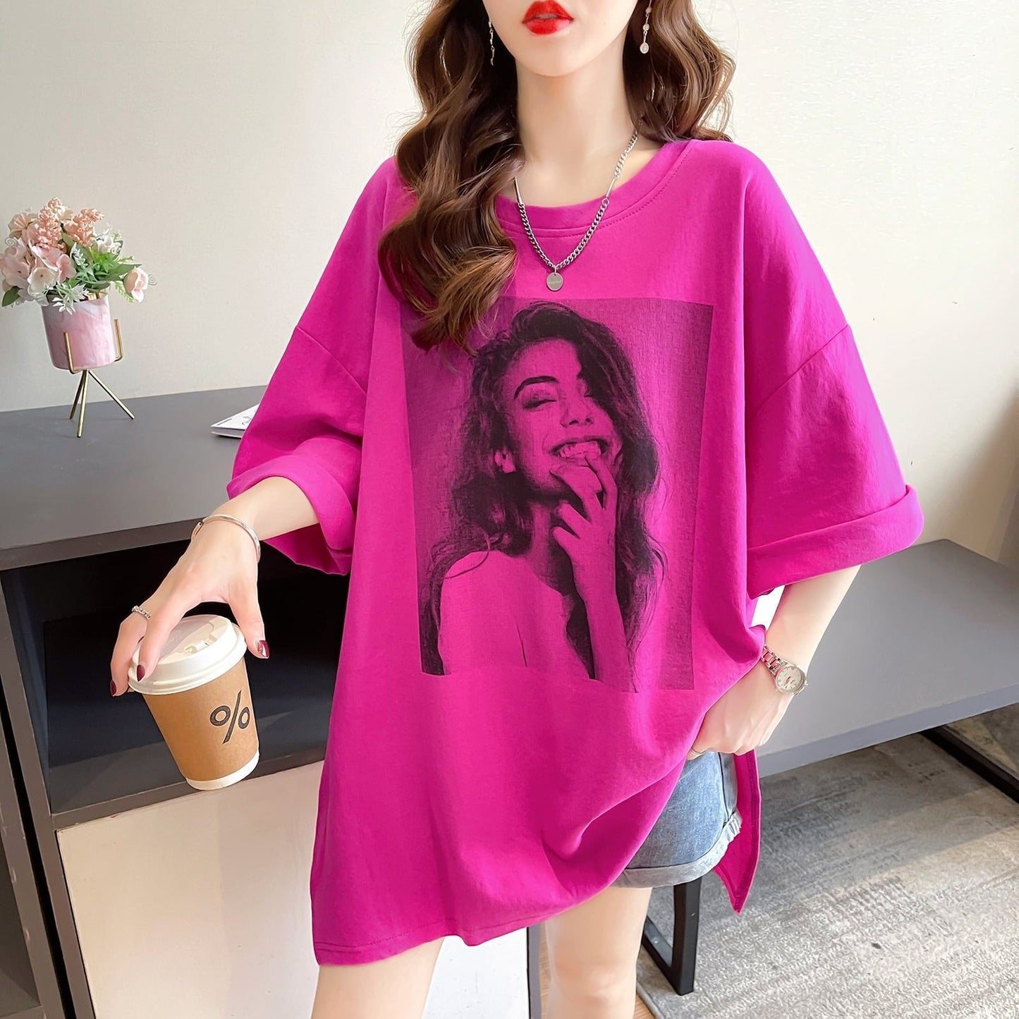 スタイリッシュ プリント 一目惚れ Tシャツ カットソー＜S-3300＞