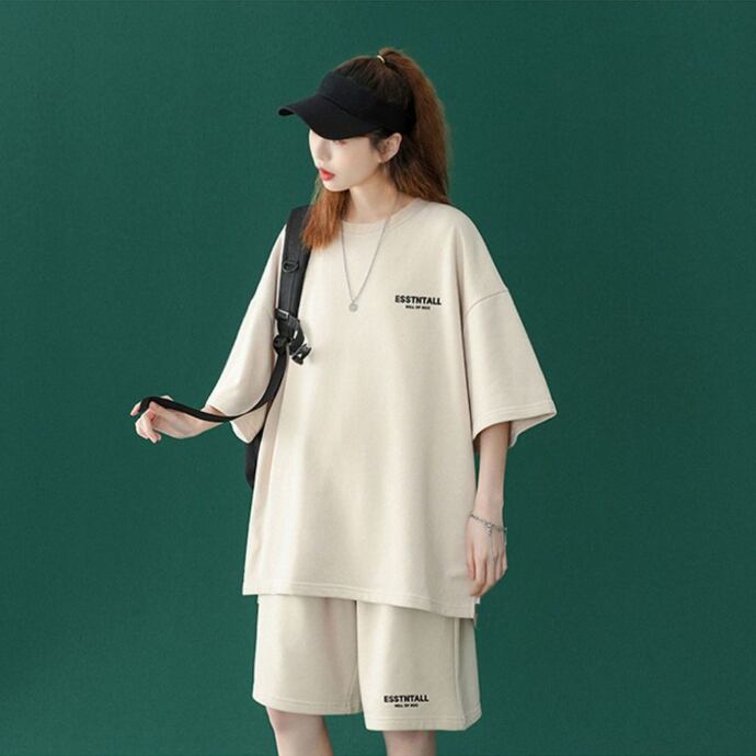 【半額セール】早い者勝ち  男女兼用 半袖Ｔシャツⅹパンツセット全4色<S-6549>