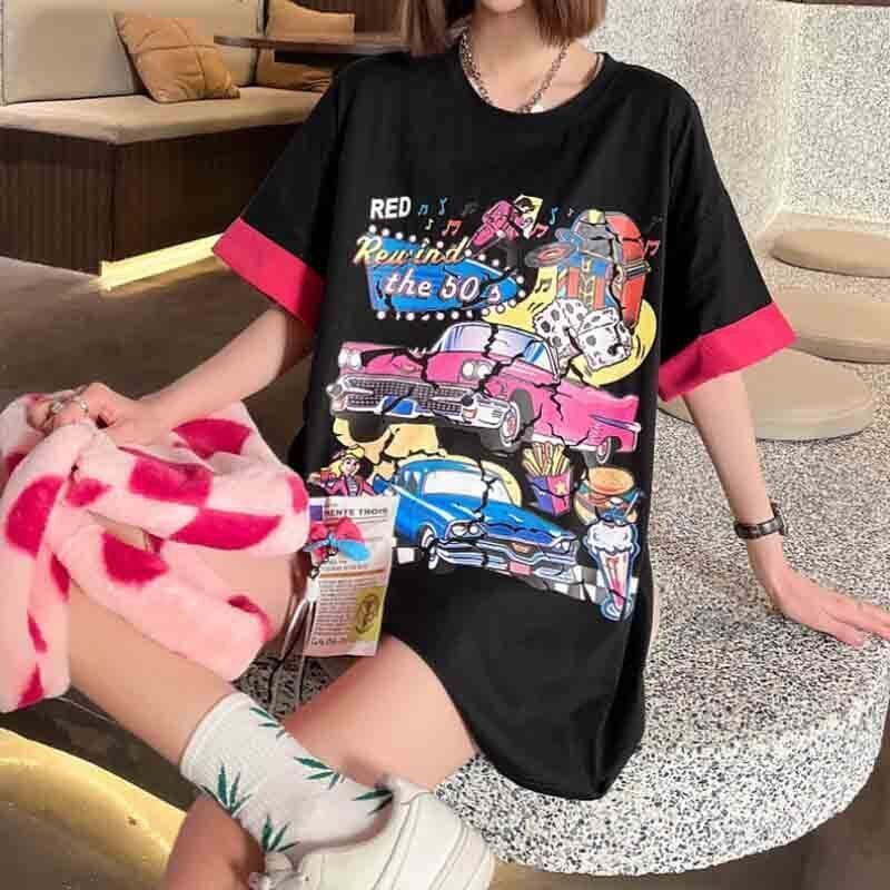 着心地抜群 カートゥーンプリント 美感いっぱい Tシャツ カットソー＜S-3126＞