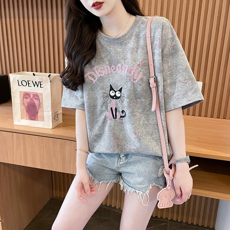 スウィート 早い者勝ち 絶対流行 カジュアル 2色選択 Tシャツ<S-11572>