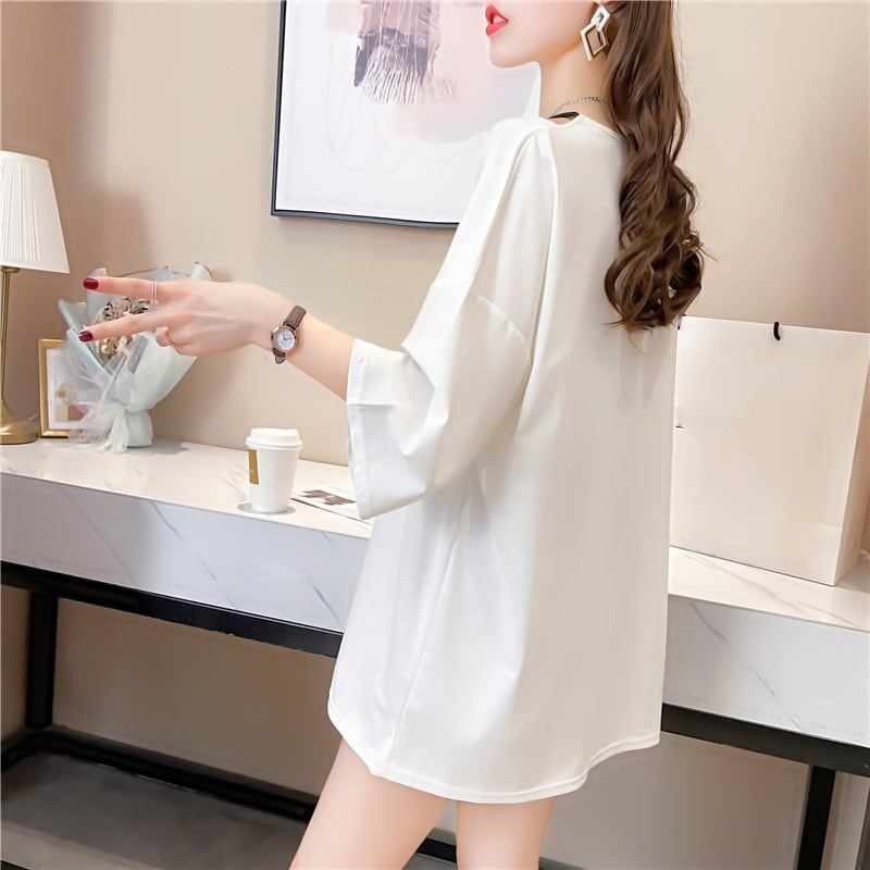 売れ筋 アルファベット Vネック フェイクレイヤード ゆったり 着せ 半袖 Tシャツ ＜S-2005＞