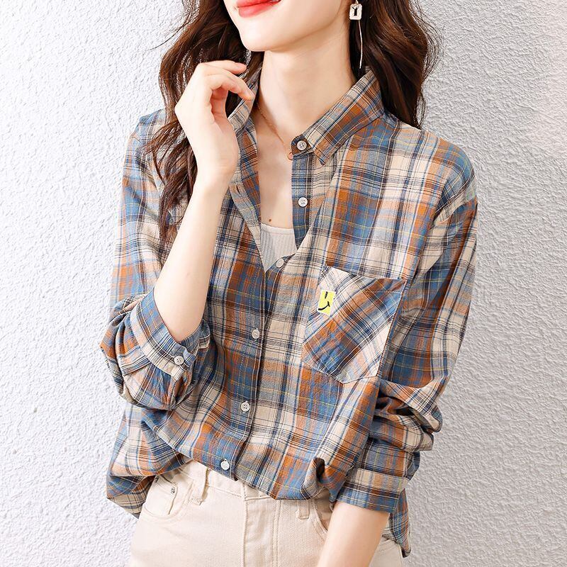 超人気 オシャレ 都市ファッショ デザイン チェック柄 切り替え Tシャツ ＜S-9514＞