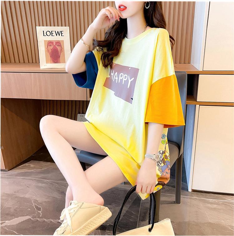 遊び心溢れるキュートなデザインのレディースゆったり半袖Tシャツ<S-2855>