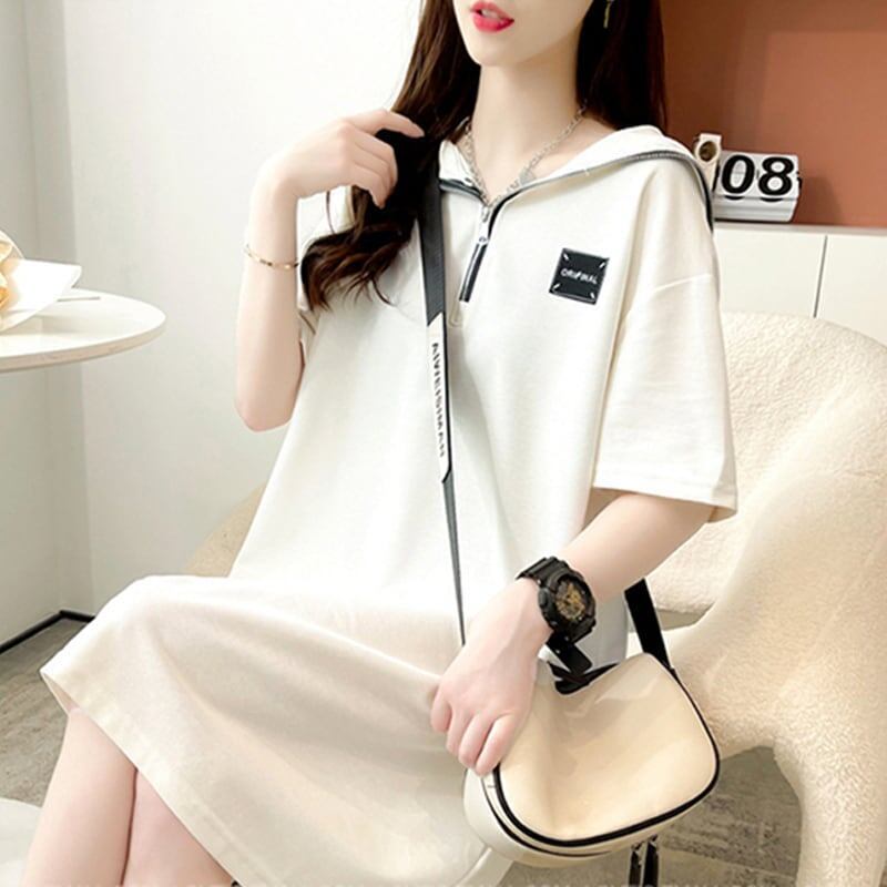 ゆったり感アップ 3色選択可 オシャレ度満点 Tシャツ カットソー ワンピース＜S-3219＞