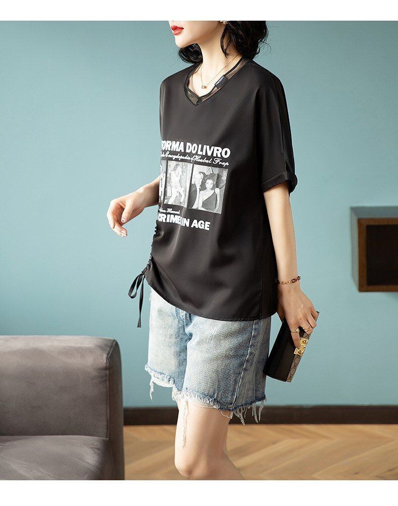 話題沸騰中 ファッション 着回し力抜群 プリント 2色選択 半袖Tシャツ＜S-8621＞