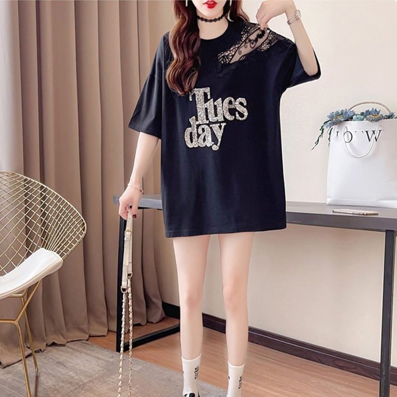 清純甘くて女子力UP ラウンドネック 一目惚れ 3色選択可 Tシャツ カットソー＜S-2950＞