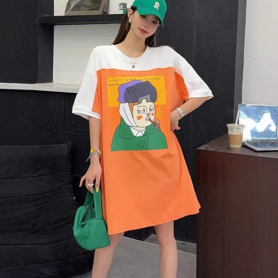 おすすめ 好感度UP 海外トレンド カジュアル 全3色 半袖 Tシャツ ワンピース ＜S-11556＞