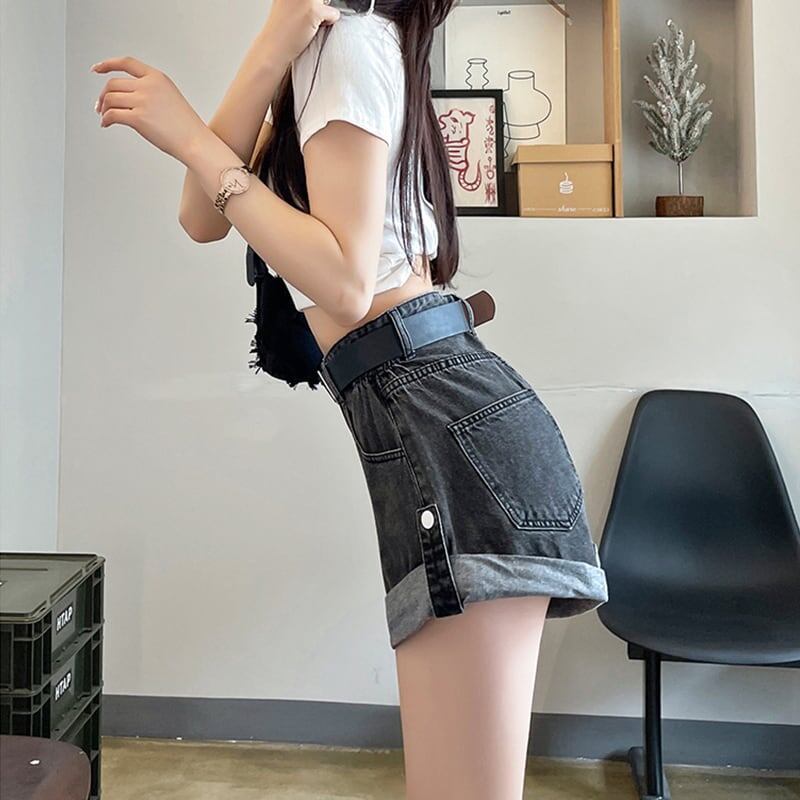 レトロ 一目惚れ 美腿効果抜群 ハイウエスト パンツ ボトムス＜S-3398＞