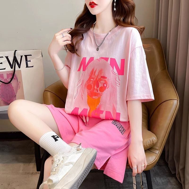 好感度UP カジュアル ファッション 上質 Ｔシャツⅹパンツセット<S-8456>