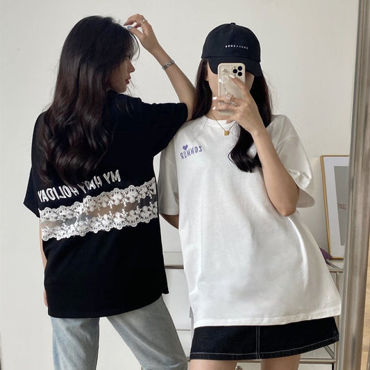 デザイン感 切り替え チャーミング プリント Tシャツ カットソー＜S-3538＞