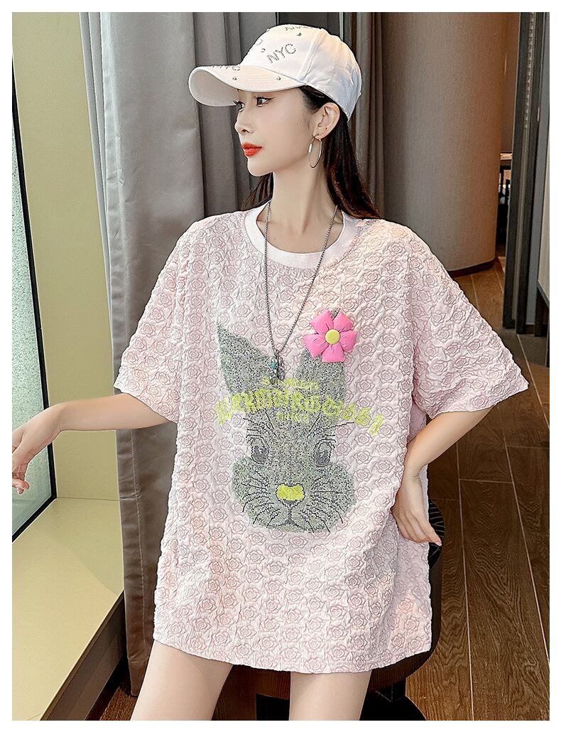 話題沸騰中 キュート カジュアル ホットダイヤモンド 半袖Tシャツ＜S-8626＞