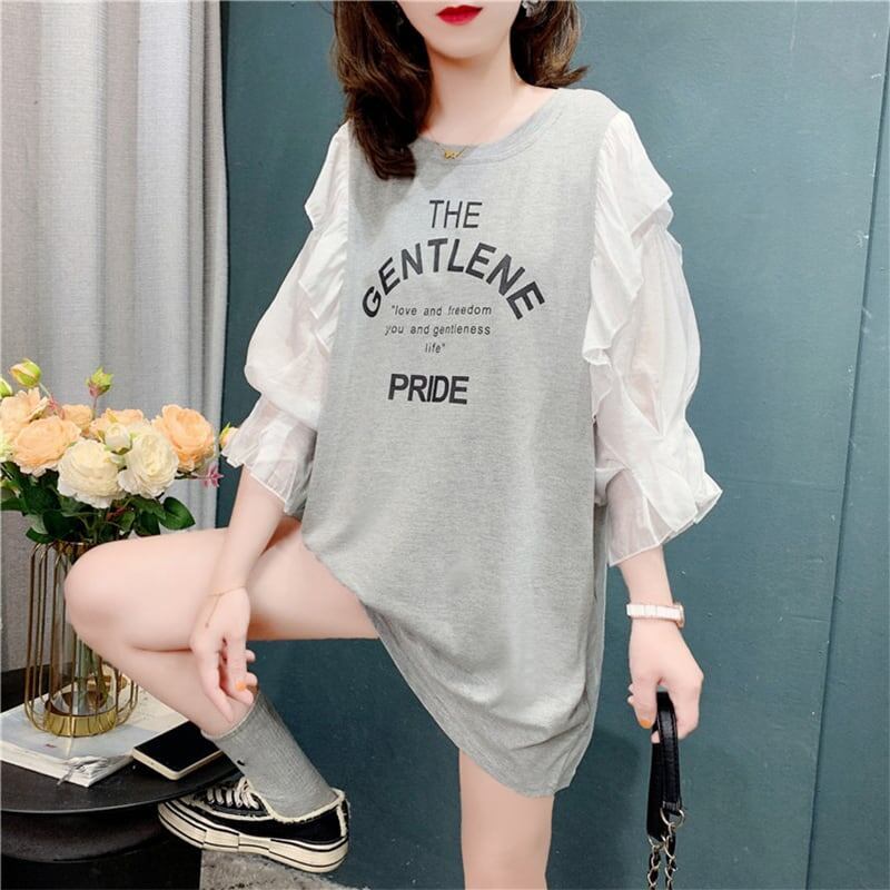 個性的なデザイン 切り替え スタイリッシュ ワンピース Tシャツ カットソー＜S-3117＞