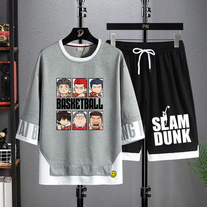 男女兼用 プリント Tシャツ & ショーツ セットアップ S-13269