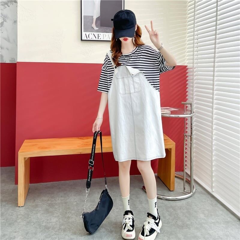 スタイリッシュ プリント 一目惚れ Tシャツ カットソー ワンピース＜S-3477＞