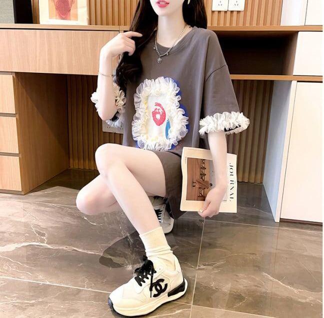 新作 好感度満載 個性的なデザイン ラウンドネック Tシャツ カットソー＜S-8405＞