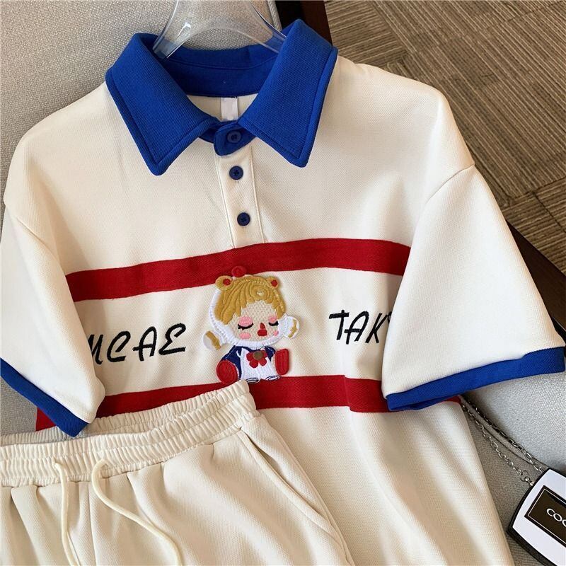 数量限定 プリント切り替え カジュアル 半袖Ｔシャツⅹパンツセット全2色 <S-8665>