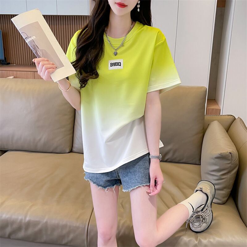 新商品 カジュアル グラデーション プリント 全3色 半袖Tシャツ<S-9214>