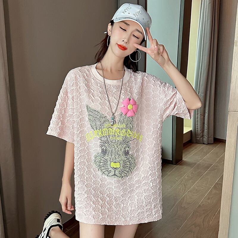 話題沸騰中 キュート カジュアル ホットダイヤモンド 半袖Tシャツ＜S-8626＞