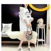 女子力アップ アルファベット パフスリーブ プリント ロングTシャツ ゆったりワンピース ＜S-3054＞