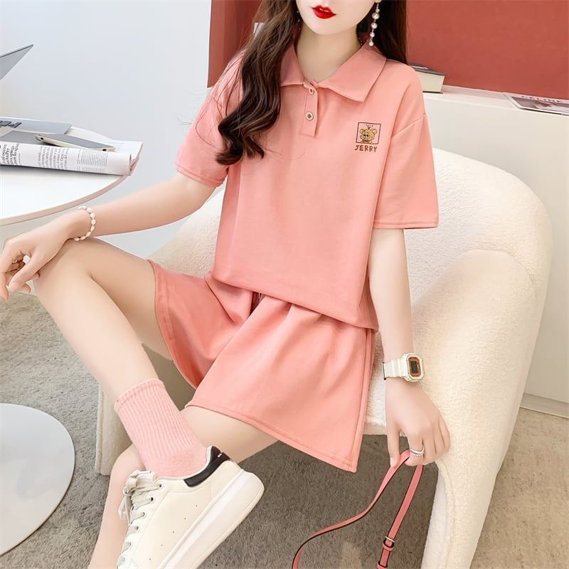 カジュアル 切り替え オシャレ度満点 Tシャツ＋ショートパンツ セットアップ＜S-3613＞