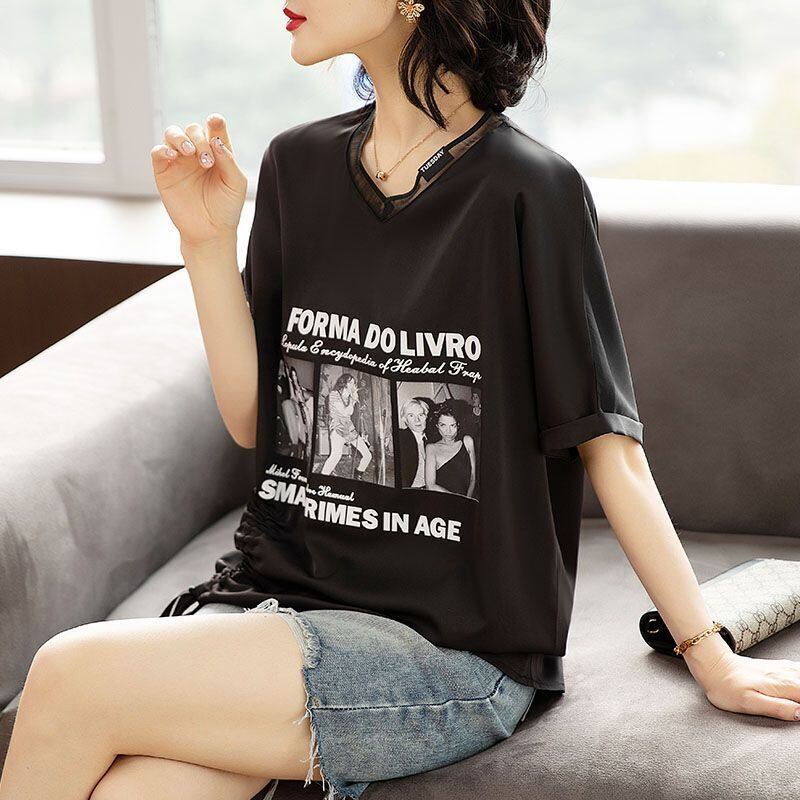 話題沸騰中 ファッション 着回し力抜群 プリント 2色選択 半袖Tシャツ＜S-8621＞