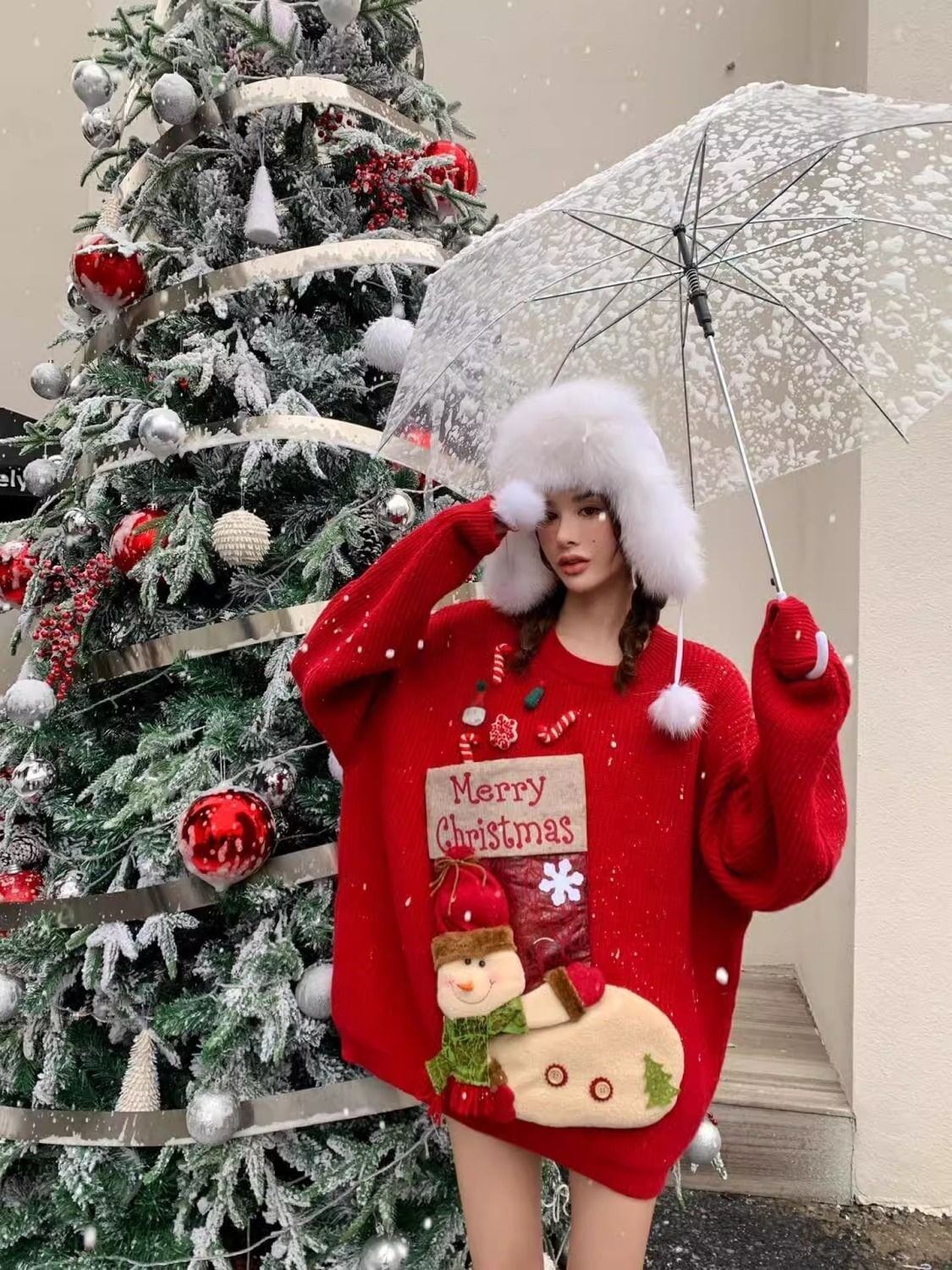 超人気クリスマスロゴニットセーター2色あり<S-4551>