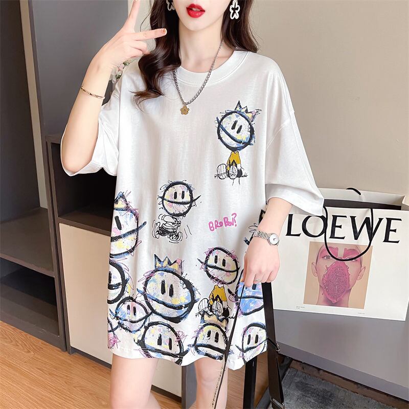 新商品 大人可愛い 大活躍 カジュアル キュートプリント 全2色 半袖Tシャツ＜S-8595＞