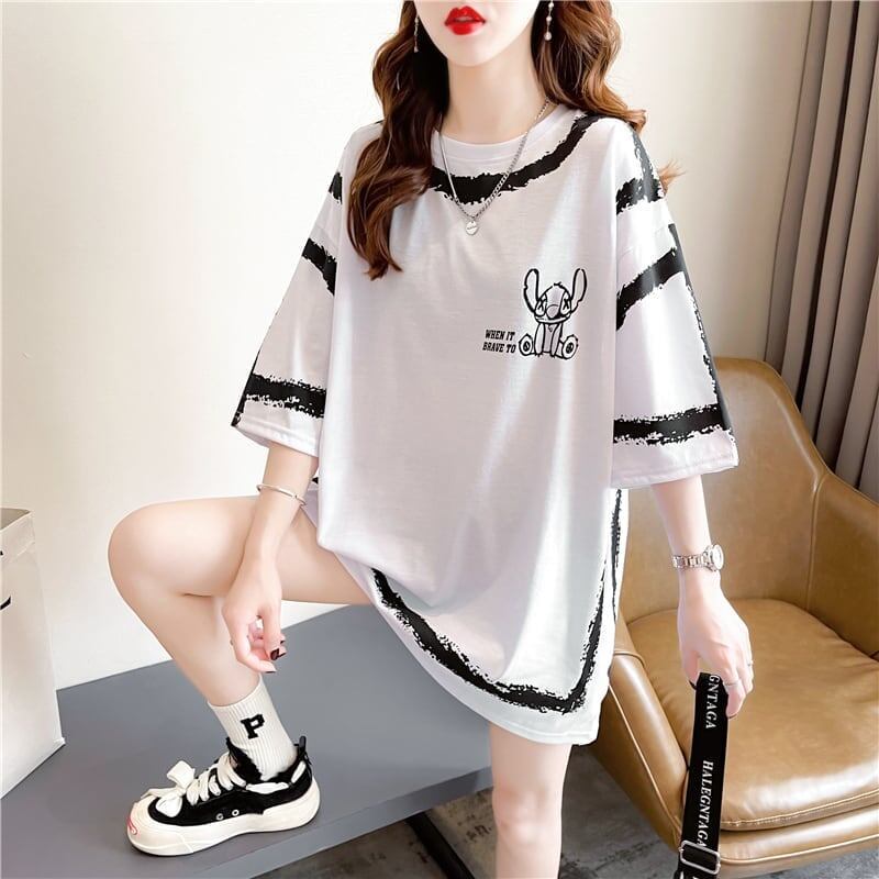 好感度満載 切り替え 美感いっぱい プリント Tシャツ カットソー＜S-3585＞