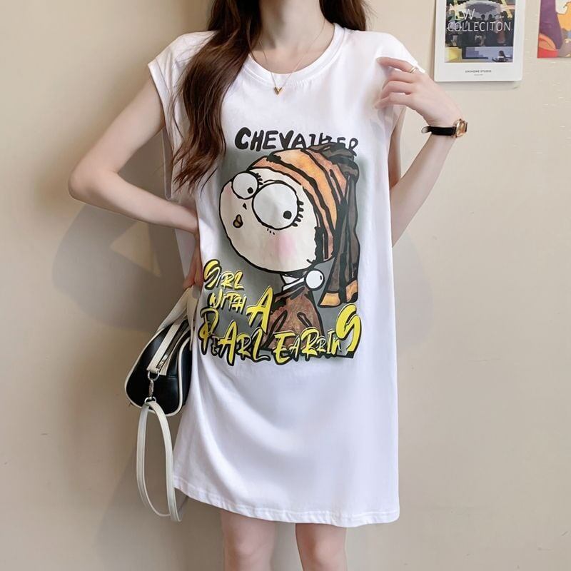 真夏も快適 着心地良い ファッション感満々 プリント全4色 ノースリーブ Tシャツ カットソー＜S-9161＞