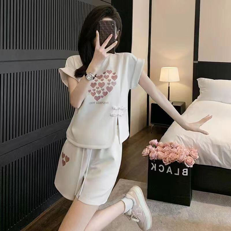 美人度アップ 特別デザイン 上品 半袖 Tシャツ ショートパンツ セットアップ ＜S-8874＞
